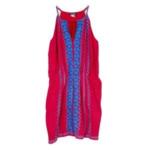 Venus Red Blue Embroidered Dress Sz S